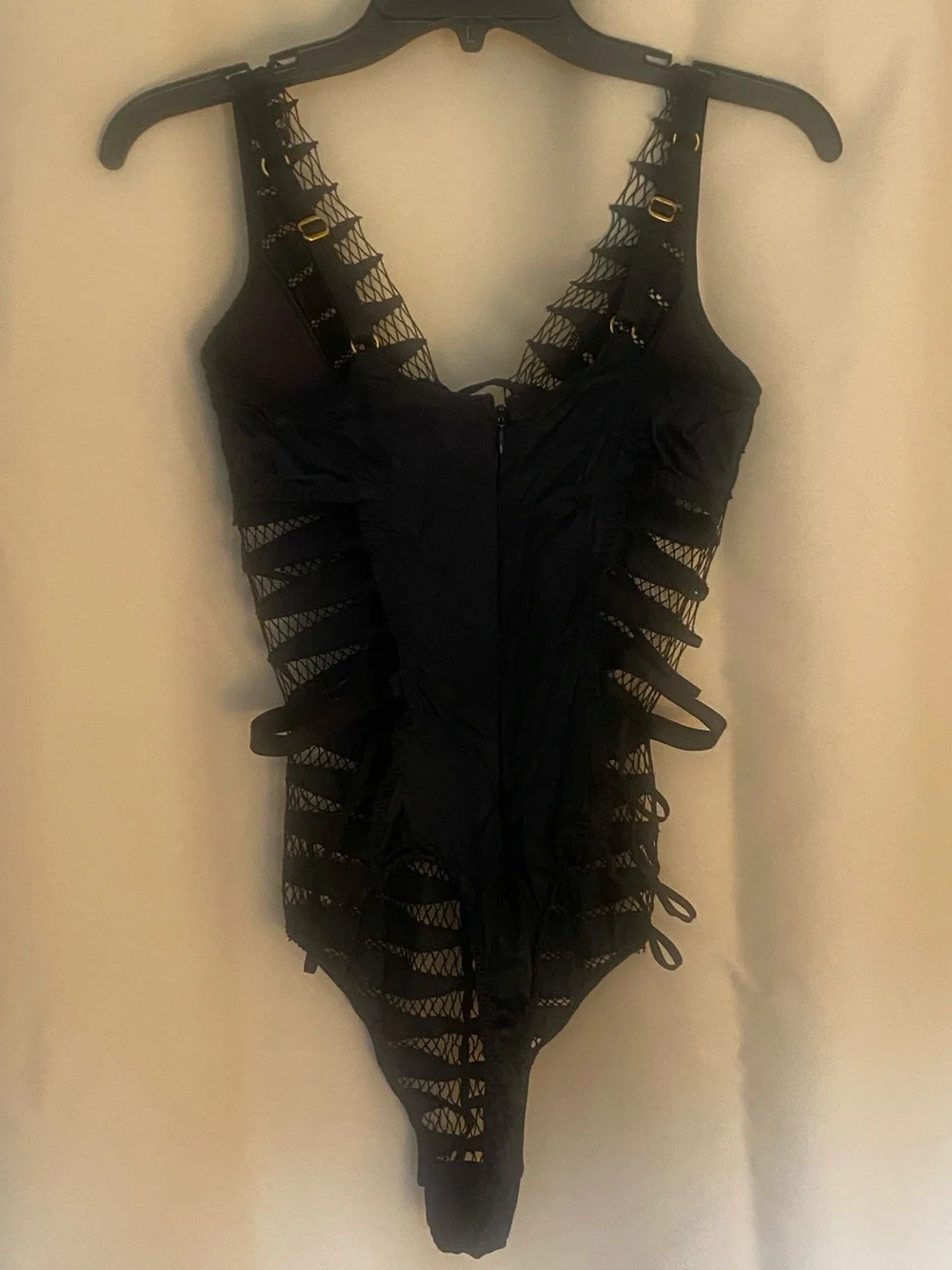 Agent Provocateur Rayna Black Fishnet Strappy Bodysuit - Picture 11 of 15